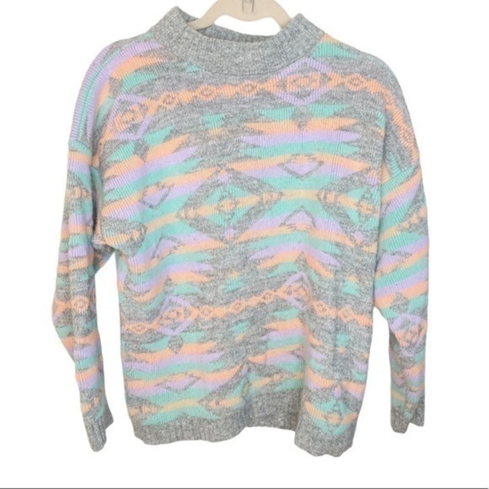 PASTEL Geometric Knit Sweater Size Petite Large